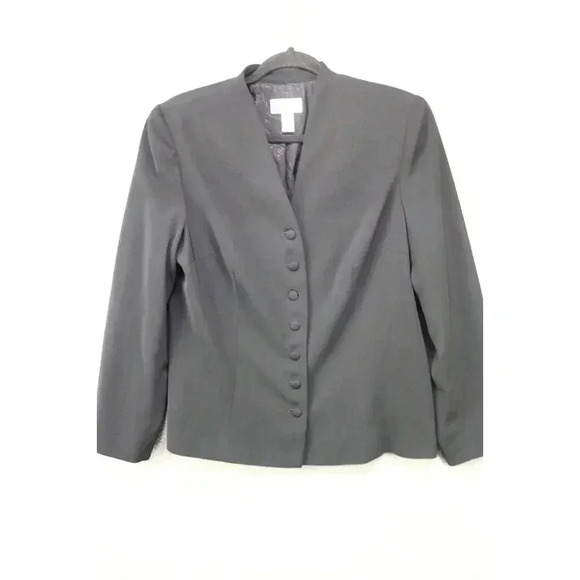 Talbots Petites Black Collarless Lined Blazer-Size 14-Office-Business - Picture 1 of 9